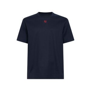 Fendi Men Dark Blue Cotton Jersey Logo T-Shirt